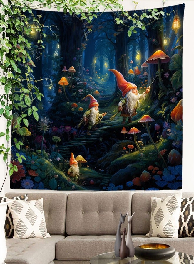 Batmerry Gnomes Vibrant Tapestry, Gnomes Elves Forest Dreams Nature Wall Art Hanging Decoration Polyester Fiber White Ruffled Around for Dorm Room Bedroom Living Room, 39.1x59.1 inches - Image 3